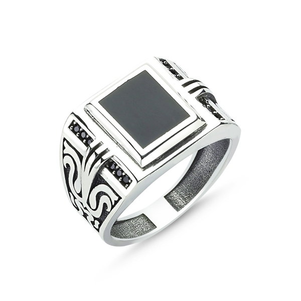 Inel argint 925 cu zirconii negre ITU0059 [1]